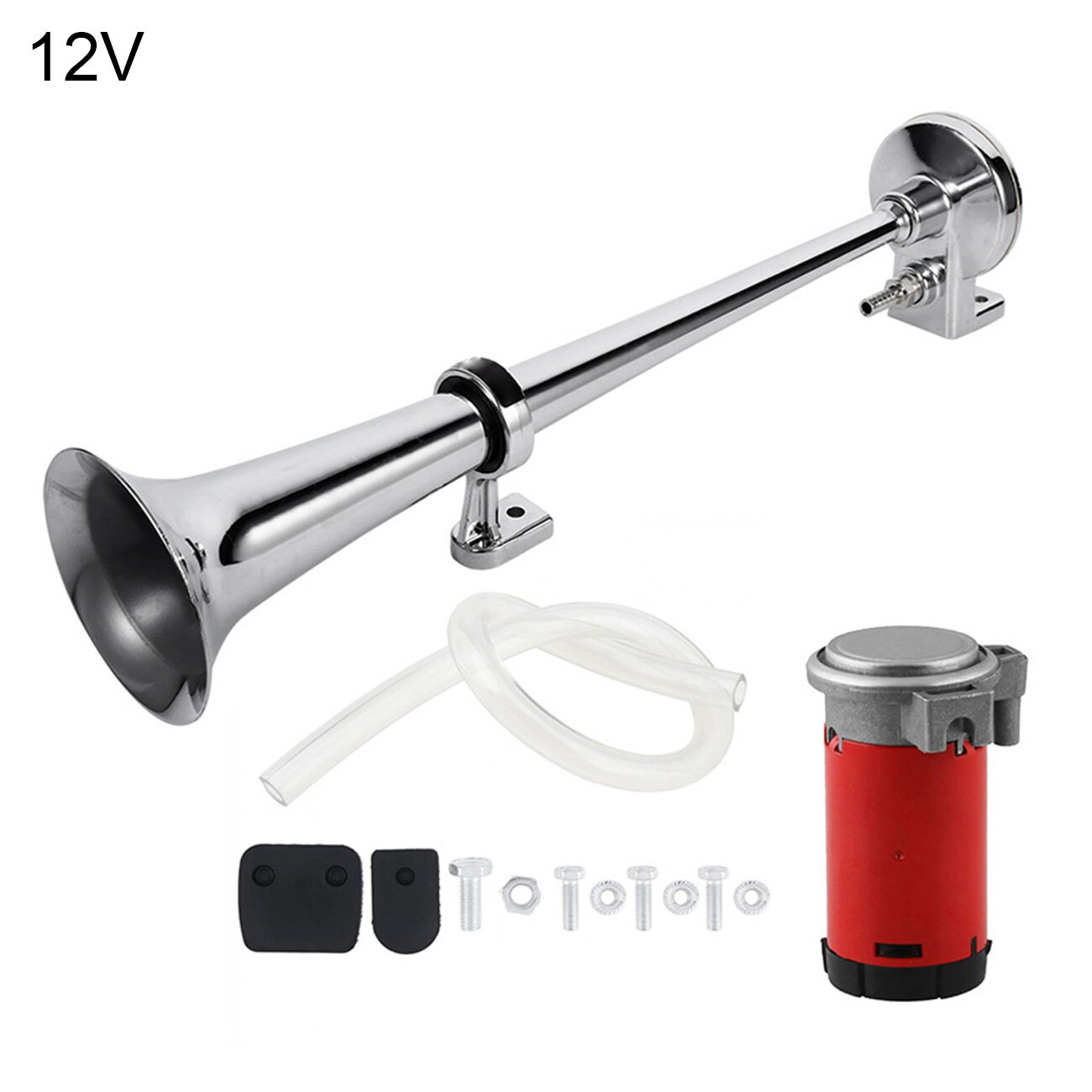 450Mm Universele 17 Inch 150DB Auto Luchthoorn Elektrische Air Control 12V /24V Gelden Truck auto Motor Boot: 12v Red