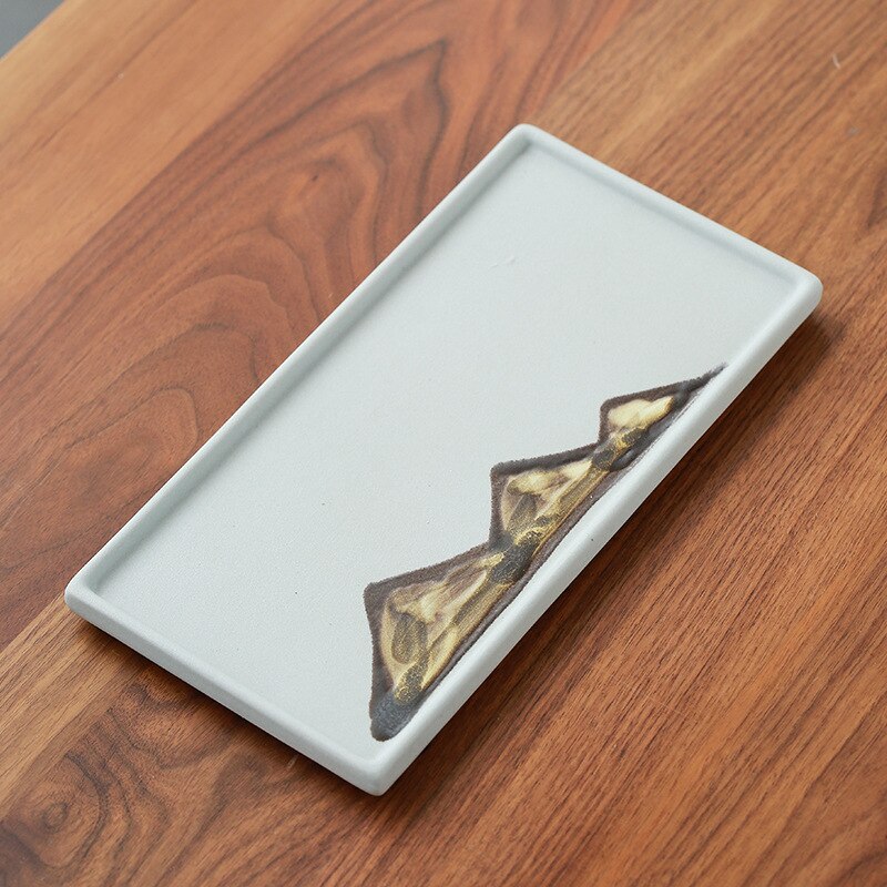 In The Distant Japanese Pottery Bamboo Tea Tray Retro Small Number Ceramic Tea Utensil Tea Chinese Tea Table Gongfu Tea Tray: tea tray B