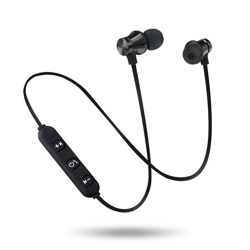 Magnetic Attraction Bluetooth Earphone Headset Sweatproof Sport Earbuds with Charging Cable Young Earphone Build-in Mic: Black