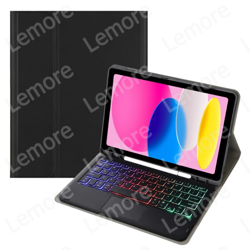 Engels toetsenbord met touchpad voor iPad A16 11 '' / iPad 2025 11e generatie 2025 Verlicht toetsenbordhoes met potloodsleufstandaard: Rood