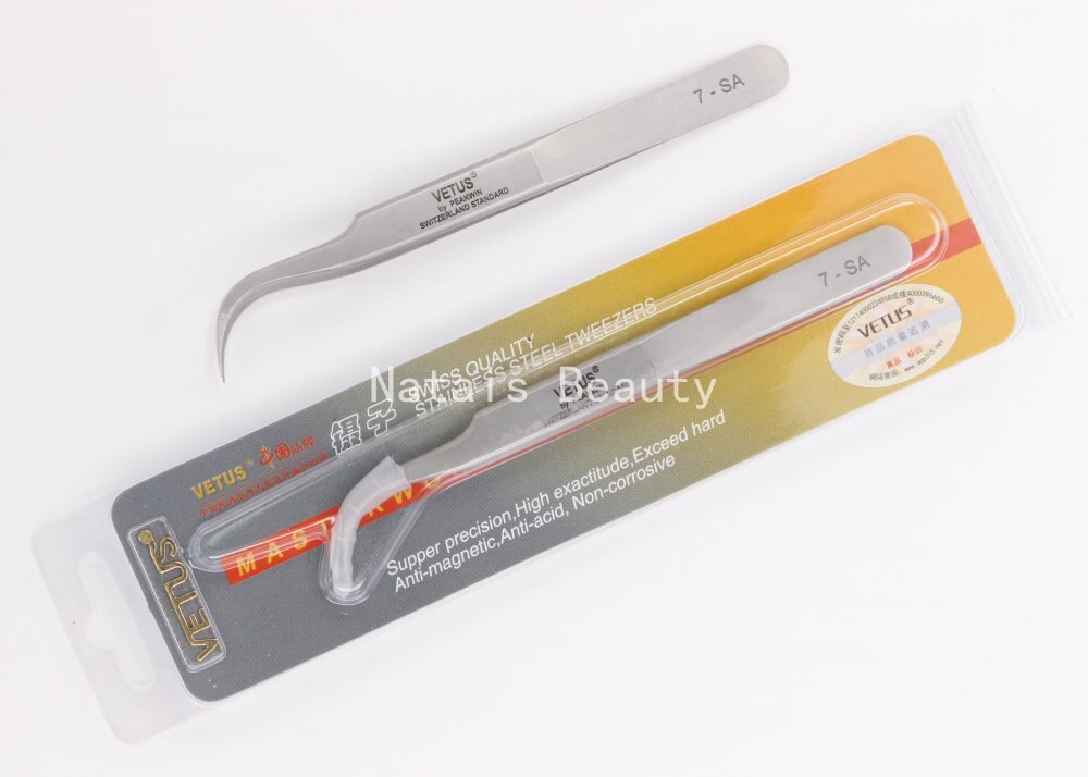 10pcs/lot VETUS stainless steel precision tip tweezers 2-SA eyelash beauty tools best: 7-SA