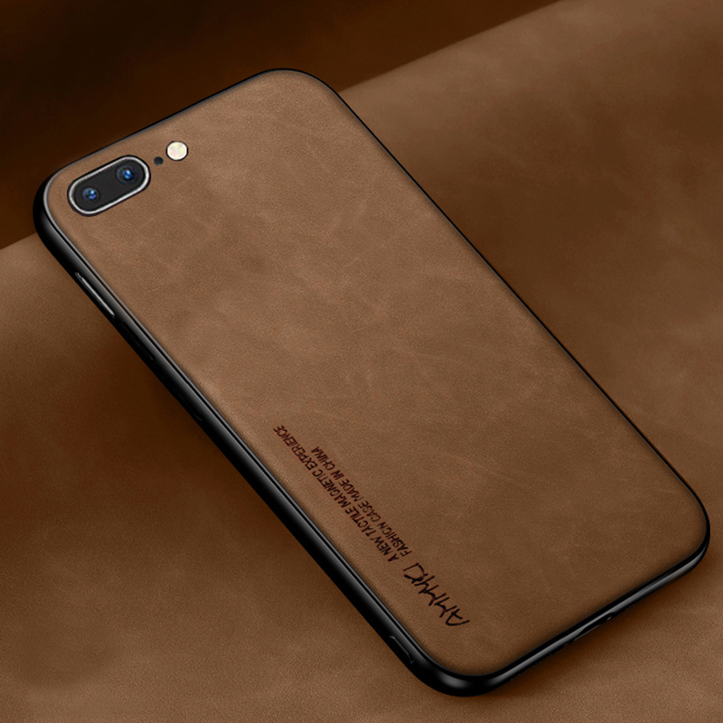Funda de cuero suave Simple para Apple Iphone 6 6S 7 8 Plus funda de silicona suave TPU para Apple Iphone 6 6S 7 8 Plus: Neopreno / Castaño