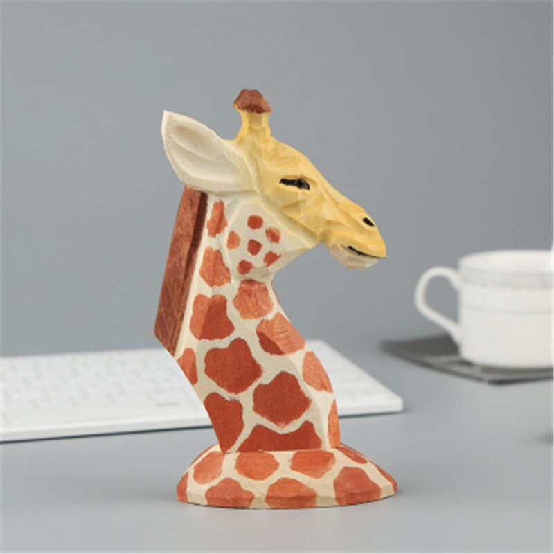 Massief houten brilmontuur, gesneden displayrek, dier, massief houten sieraden, retro, giraffe, alpaca, ornamenten
