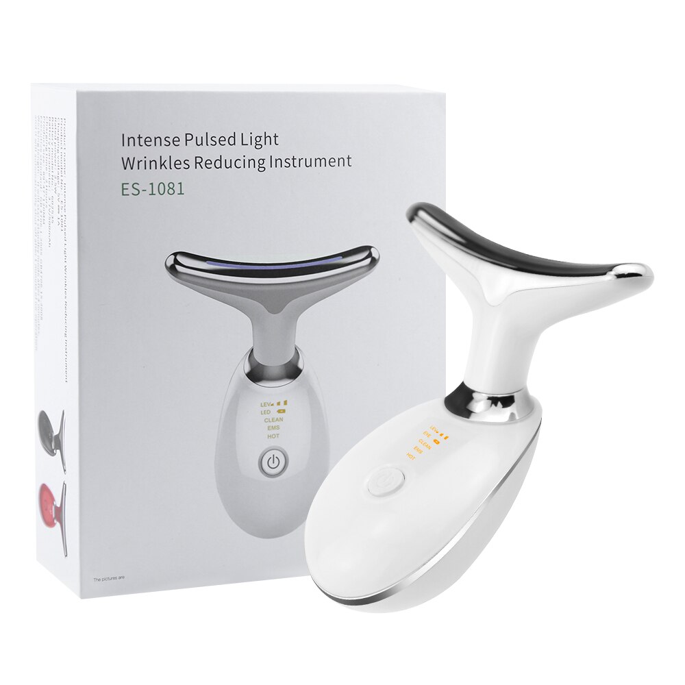 Terapia de fotones LED para cuello y herramienta para un levantamiento de rostro, vibración IPL para la piel, Reduce el doble mentón, dispositivo antiarrugas, 3 colores: Default Title