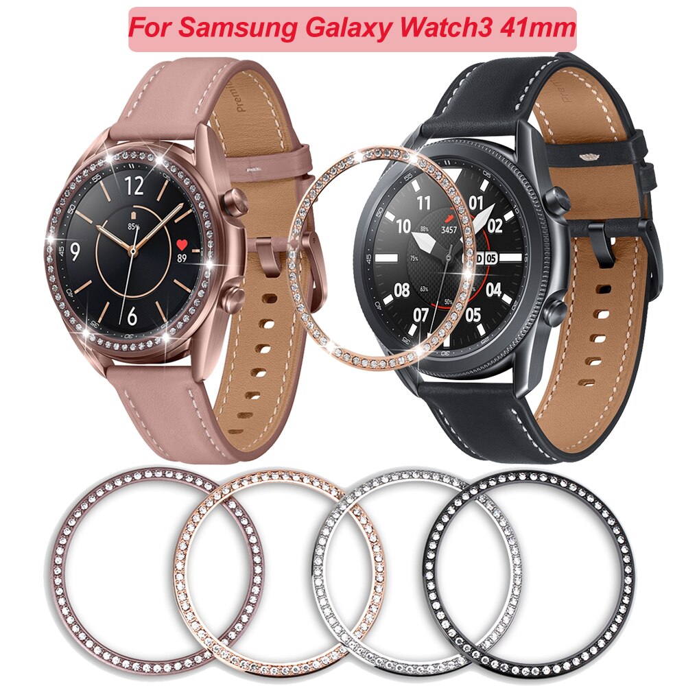 Diamond Bezel Metal Styling For Samsung Galaxy Watch3 41mm Ring Adhesive Protector Cover Case Galaxy watch 3 41 Anti Scratch