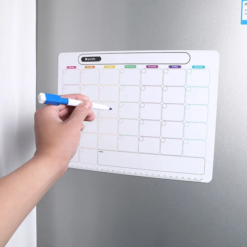 Uitwisbare weekplan Schema Kalender Zachte magnetische koelkaststicker Whiteboard Prikbord Memo Koelkastmagneet: YELLOW