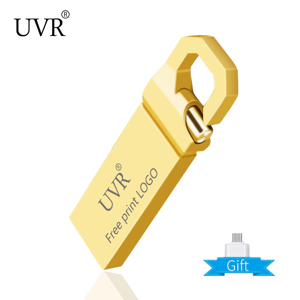 De Metal usb flash drive de 8GB pendrive 64GB memoria flash 16GB cle usb 2,0 pen drive 32GB memoria 128GB usb clave Logotipo de impresión gratuita: 64 GB / gold USB