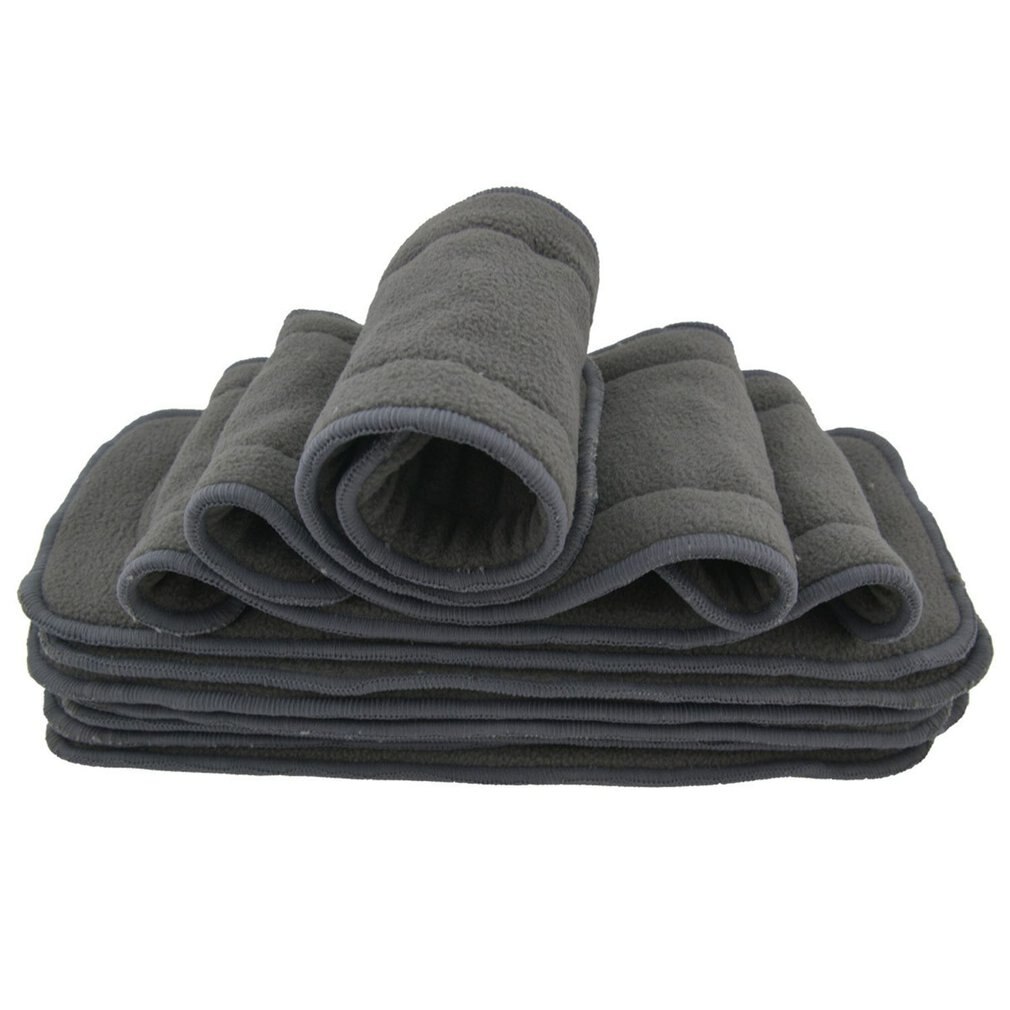 Reusable Bamboo Charcoal Insert Infant Cloth Diaper Mat Nappy Inserts Changing Liners 4 Layers Nappy For Kids 5pcs