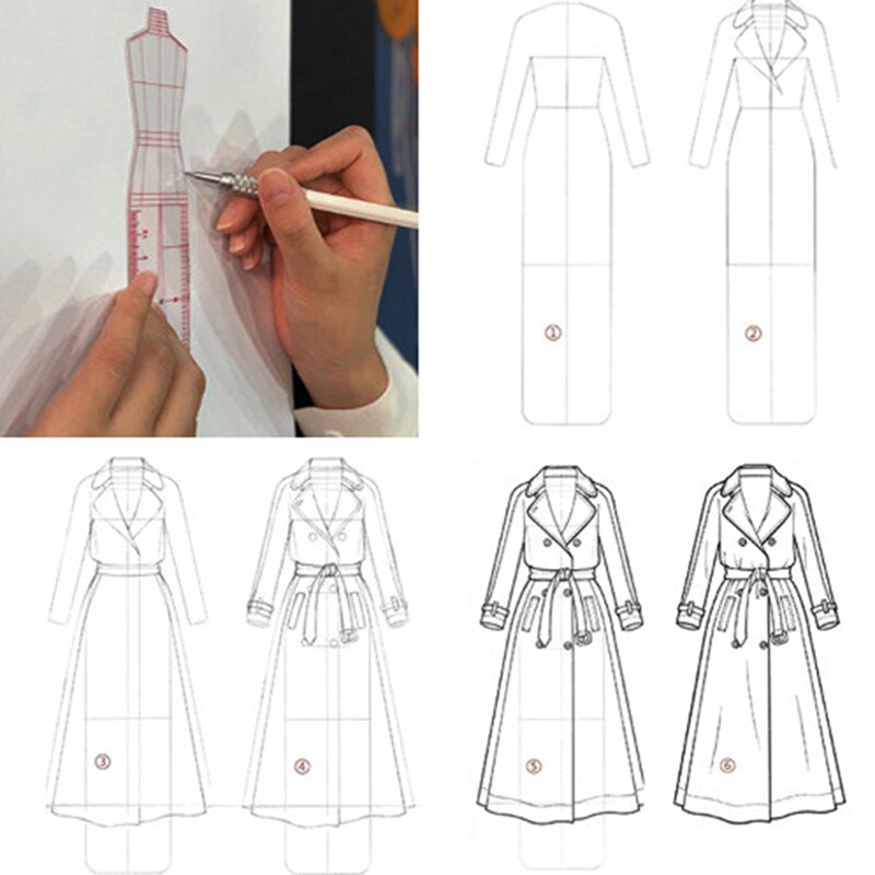 Patron de dessin de couture pour femme, 1 pièce, règle pour croquis , accessoires d&#39;école,