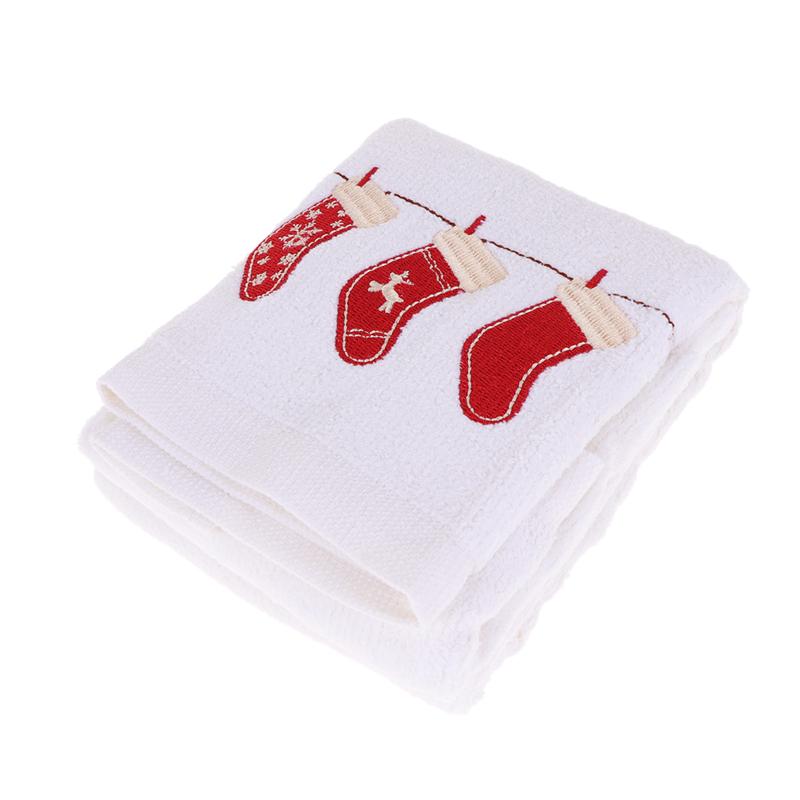 Serviette de nettoyage pour le visage, brodée de noël, bonhomme de neige, père noël, de nouvel an, ornements de salle de bain: Christmas Sock