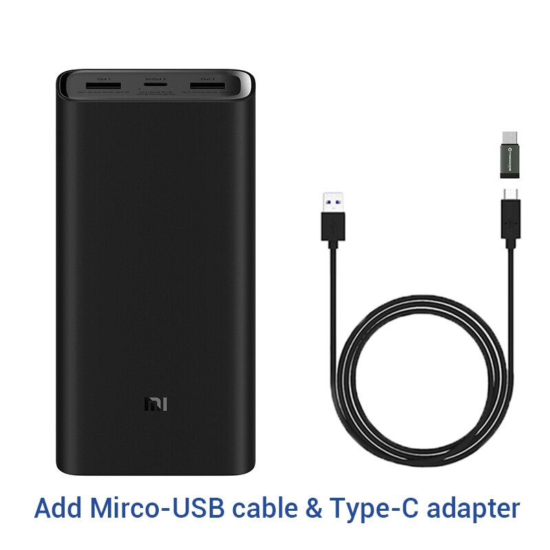 Xiaomi – batterie externe Portable 20000mAh, Powerbank 3, 50W, PB200SZM, USB type-c, charge rapide, Mi 20000: Add 2 in 1 Cable