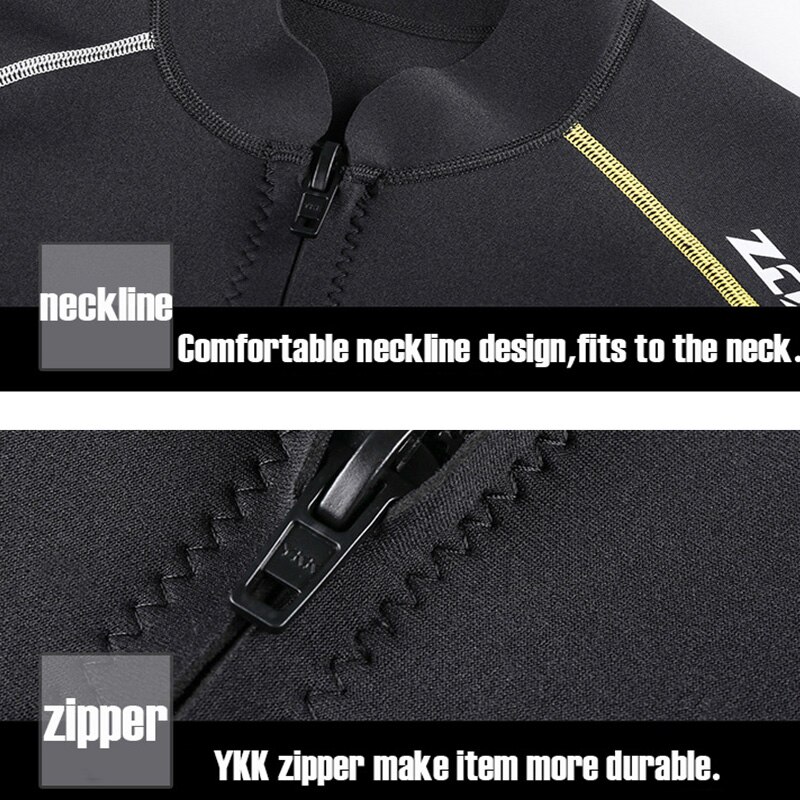 1.5Mm Neopreen Full Zip Duiken Jas Heren Lange Mouwen Duiken Top Warm Patchwork Split Wetsuit Snorkelen Kajak Surfen M-4XL