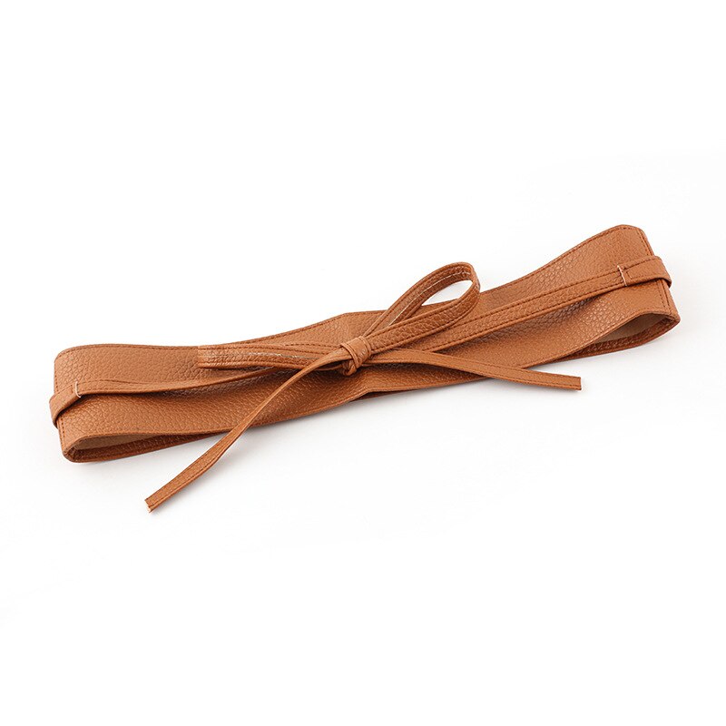 Bowknot casual bælte sort bredt korset bælte kvindelig slips bælte dame brudekjole bælte damer: Kamel