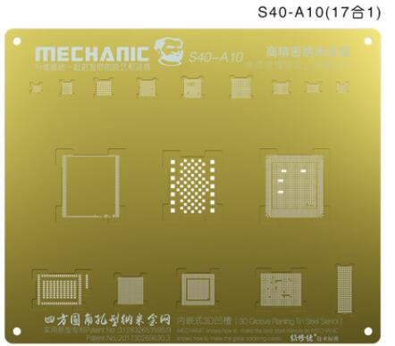 Mekaniker 3d s40 riller gyldent plantning tin stålnet til iphone  a8 a9 a10 a11 a12 chip vedligeholdelsesskabelon: S40 a10