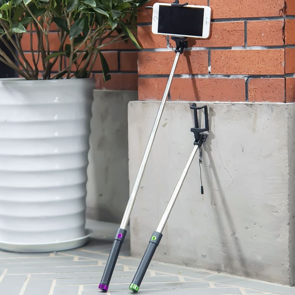 20cm-80cm Foldable Extendable Telescopic Rod Cable Range WiredMonopod Mobile Phone Holder 3.5mm Jack Selfie Stick