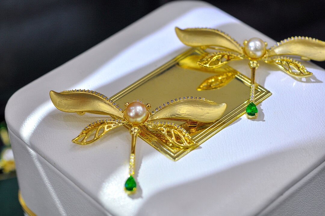 Perlenbrosche, edler schmuck, vergoldet, 7-8mm natürliche süßwasserperlen, runde goldene perlenbrosche für damen, #39 geburtstagsgeschenk