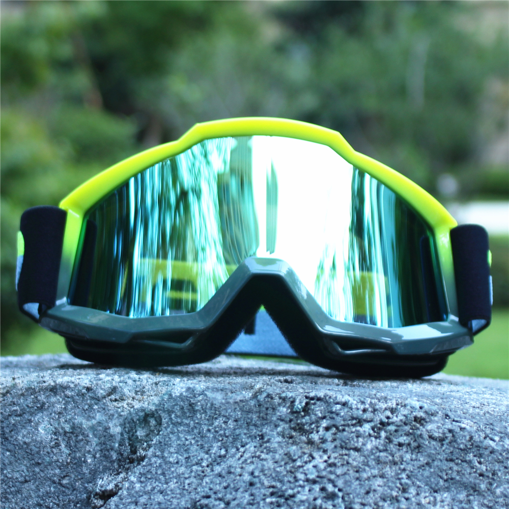 Gafas de sol para motocicleta para hombre, protección de seguridad para Motocross MX, casco de visión nocturna, gafas de conducción vintage, gafas retro para moto: Verde militar