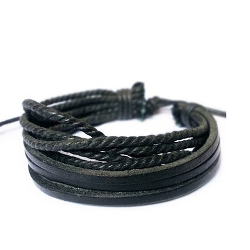 Leer Armbanden & Bangles Voor Mannen En Vrouwen Zwart En Bruin Gevlochten Touw Mode Man Sieraden: Black