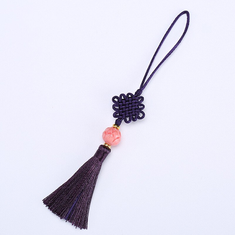 Cuentas de flor de loto de , 2 piezas, nudos chinos, borlas, joyería artesanal, bolsa de cortina, accesorios decorativos, borlas artesanales: Deep purple