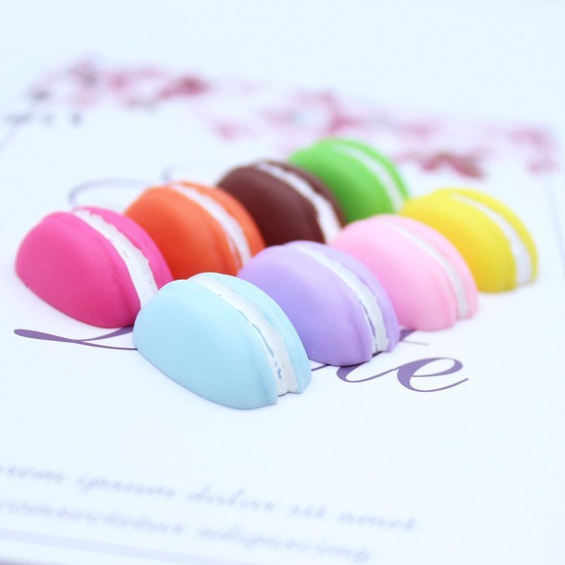 8 Stuks Hars Plaksteen Macaron Voedsel Bedels Voor Diy Slime Sieraden Maken Accessoires Telefoon Decoratie Benodigdheden