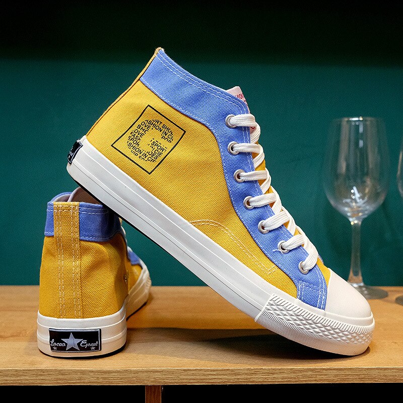 Luozheke chaussures d'été en toile pour hommes chaussures pour hommes chaussures décontractées chaussures en tissu pour hommes chaussures de skateboard chaussures montantes: Jaune / 10