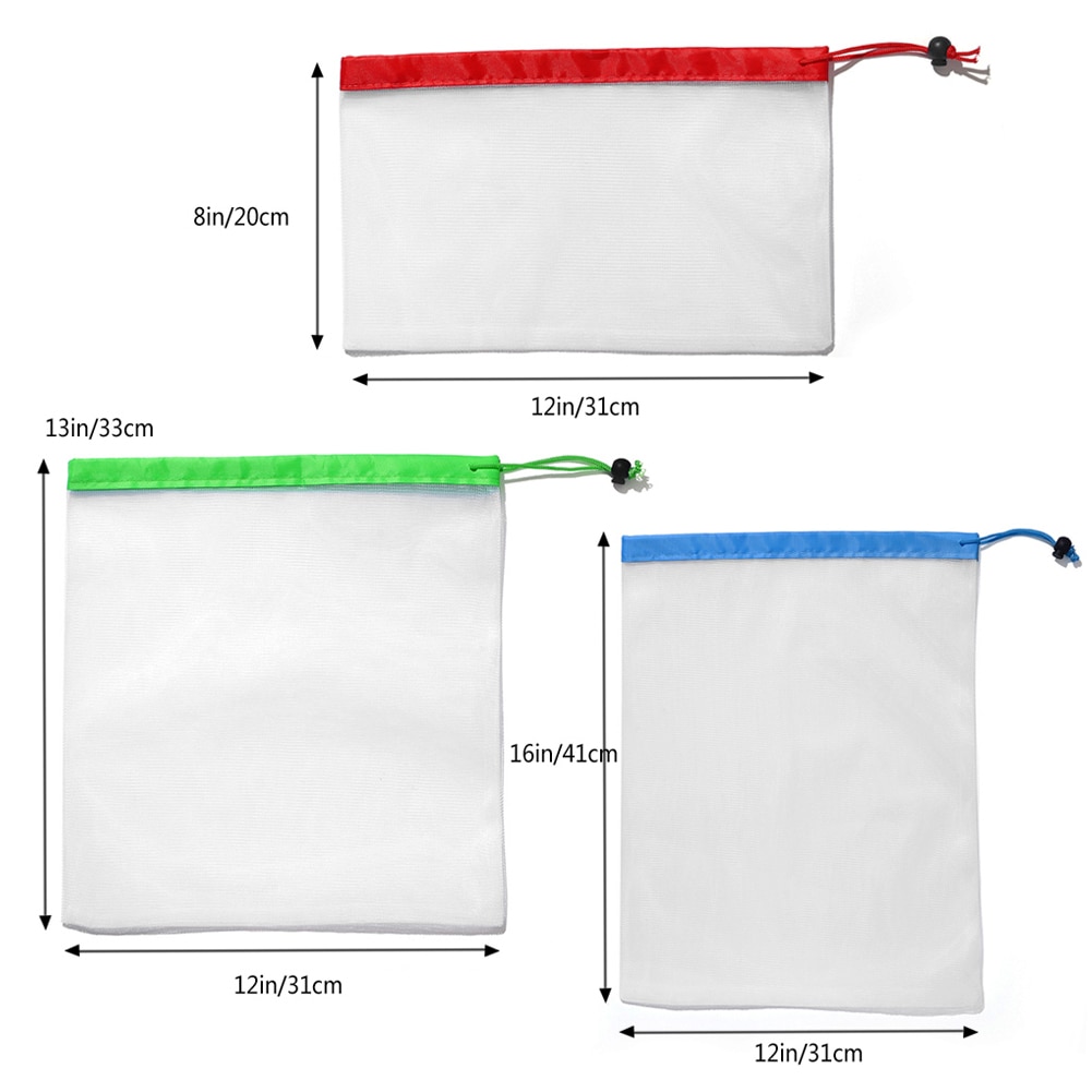 Reusable Mesh 15pcs Reusable Mesh Produce Bag Washable Eco Frien... – Grandado