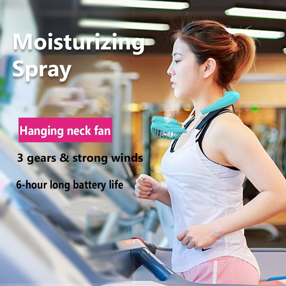 Portable Mini Flexible USB Rechargeable Hanging Neck Sports Cooling Spray Fan