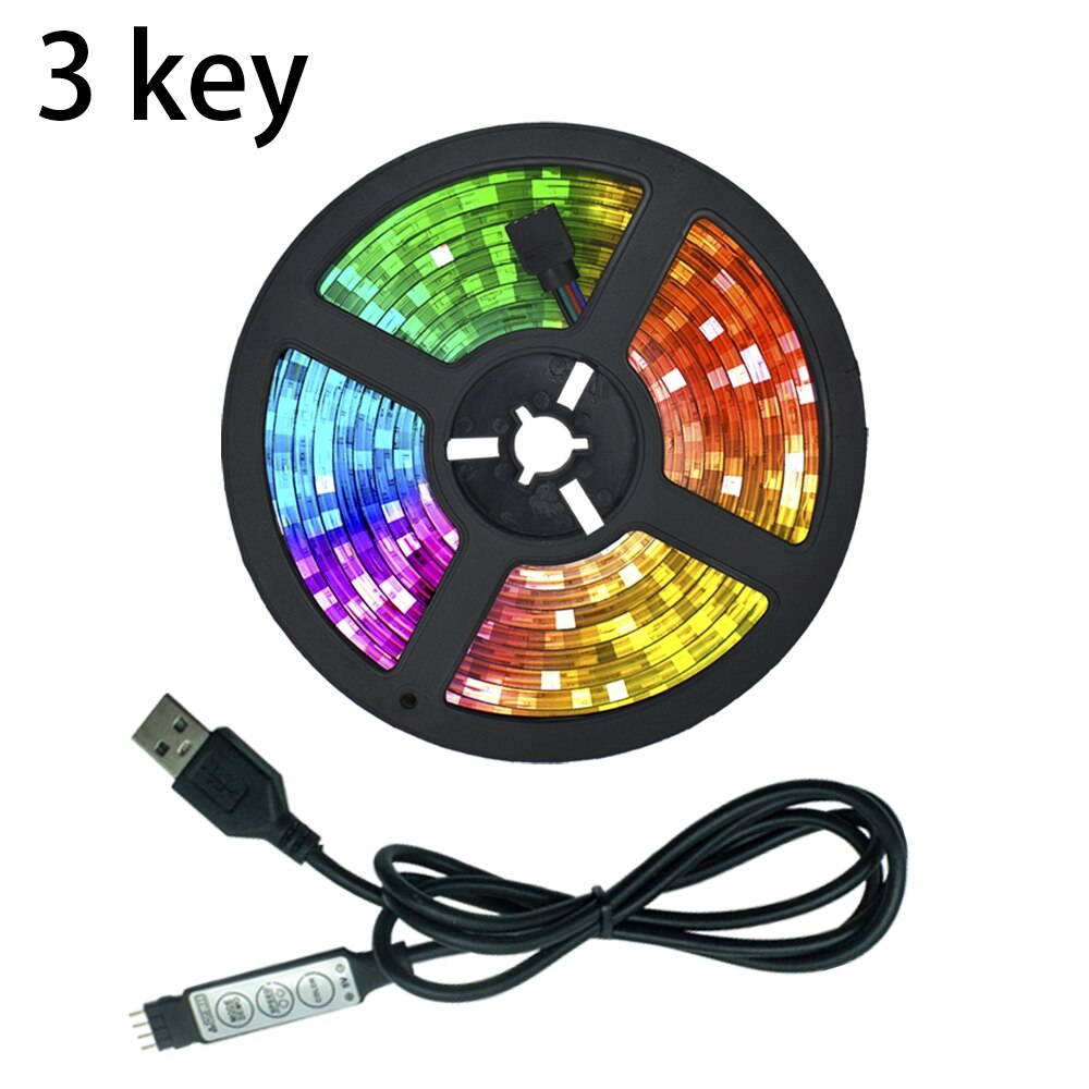 Strisce luminose a LED controllo a infrarossi USB RGB SMD2835 DC5V 1M 2M 3M 4M 5M lampada flessibile nastro diodo TV sfondo illuminazione luces LED: 5m / 3 Key 2835 5V