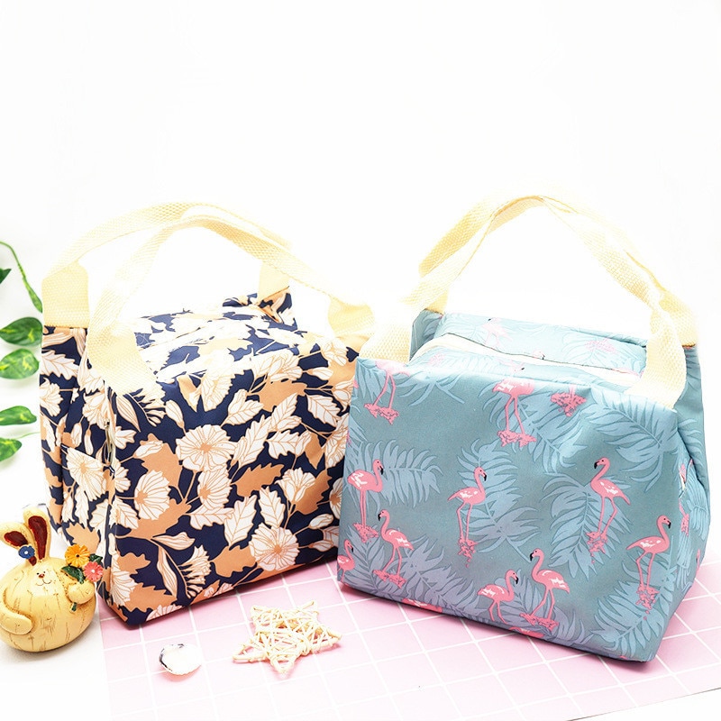 Outdoor Picnic Bag Strip Flamingo Insulated Lunch Bag Picnic Basket Animal Hiking Camping Travel Thermal Lunch Box Bag Cooler