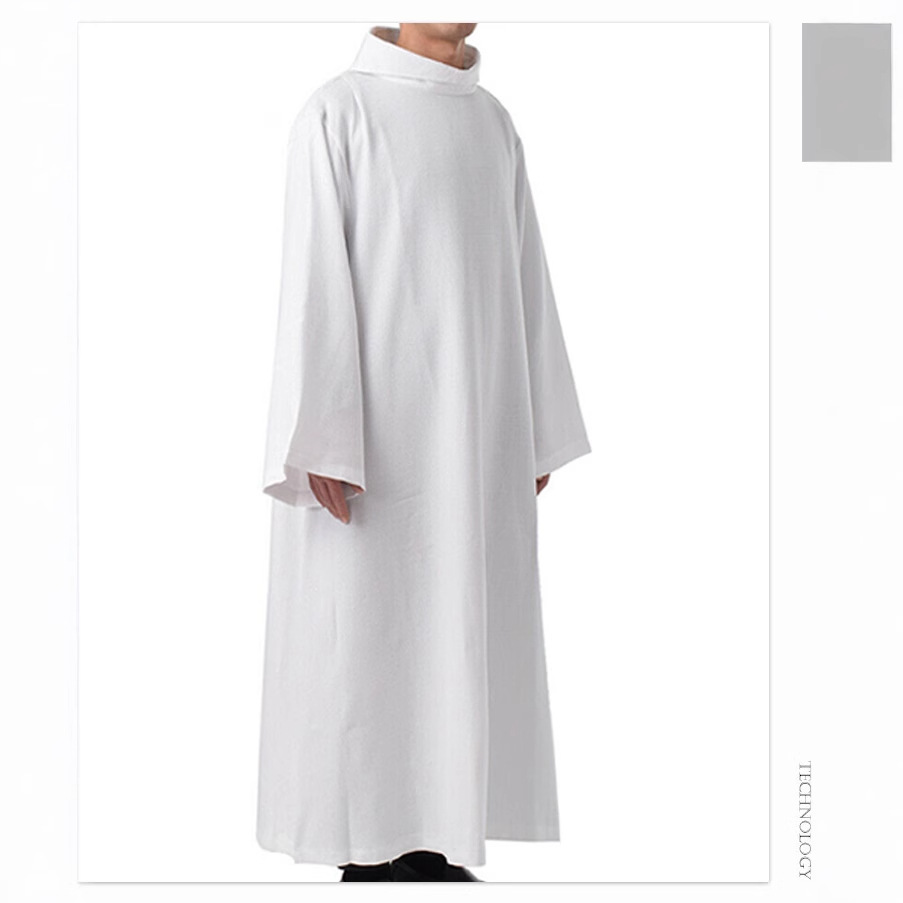 Traje medieval cosplay bruxa branca sacerdote igreja festa longo robe morte fantasma vestido de halloween cosplay vestido traje para adulto: XXL