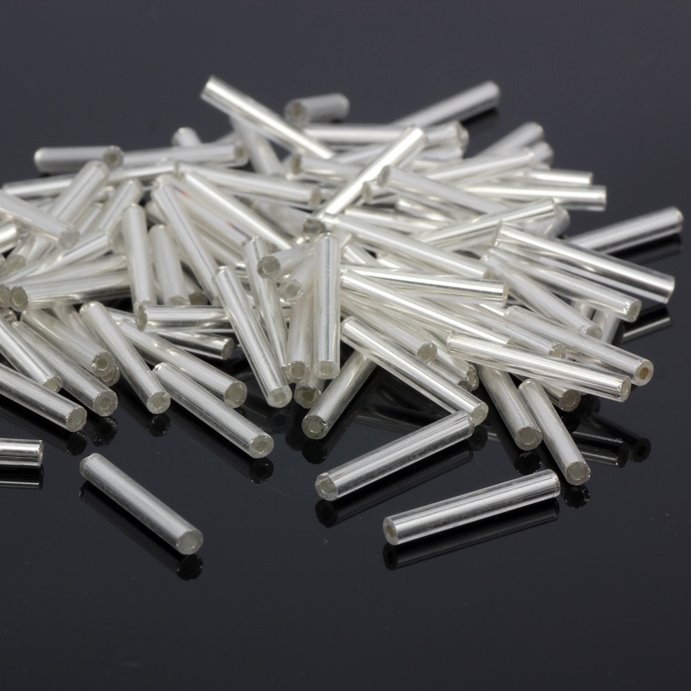 OlingArt Gold Silver 45g/lot Silver-Lined Glass Seed Beads 9-30mm Bugle Tube necklace Bracelet earrings DIY jewelry making