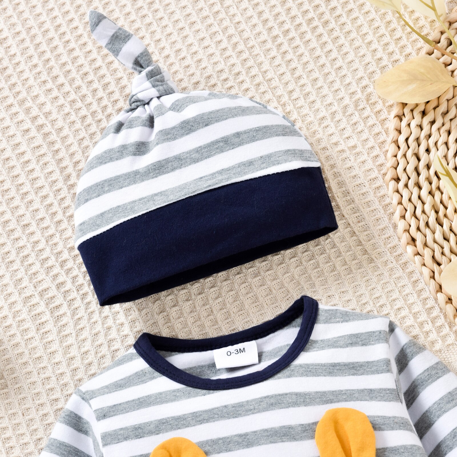 Pasgeboren Baby Jongen Rompertjes Set Tijger Patroon Gestreepte Print Lange Mouwen Jumpsuit Met Beanie Hoed