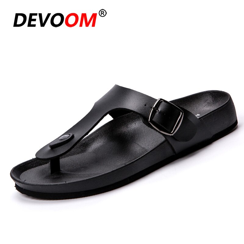 Fiske hjemmesko herre t tøffel pu øvre sommer side spænde strand sandal herre flip flop waslking fiskesko til mand: Sort / 9