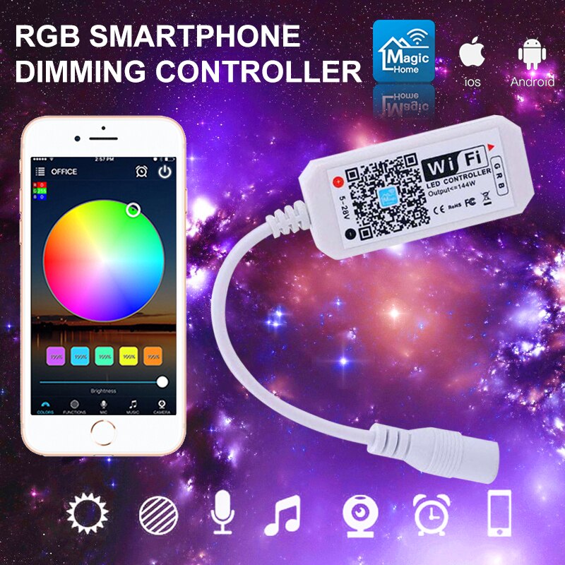 1PC Smart WiFi Controller LED Strip RGB Color Changing Music &Voice Command Control