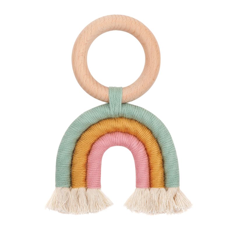 Christmas Baby Rainbow Teething Ring Safety Wooden Teether Baby Care Shower C6UF: Q155