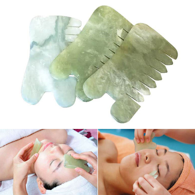 1 stk naturlig jade sten guasha værktøj kvarts gua sha board massage kam skraber ansigtsmassager ansigt slankere til nakke bagkrop