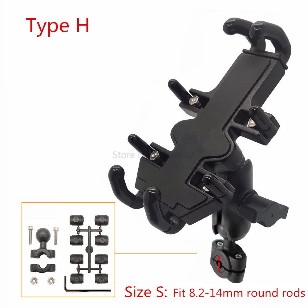 Jadkinsta Sfera In Alluminio Supporto Del Supporto Regolabile Del Motociclo Manubrio con Doppia Presa Braccio per Gopro Telefono Ram Mount: H