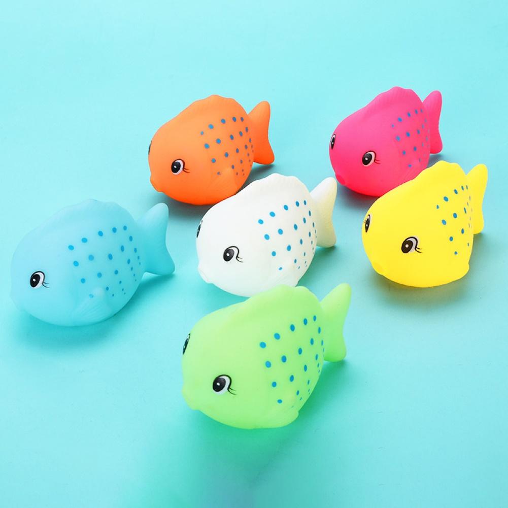 6Pcs Cartoon Chubby Fish Squeeze Sound Bathroom Water Play Game Baby Bath Toy Children's vinyl squeeze music bath bath play toys: Default Title