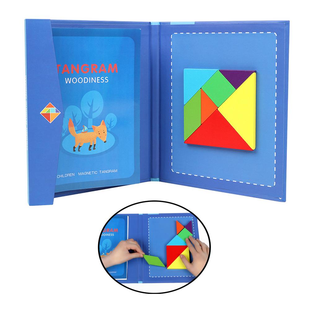 Bambini Colorati Magnetico Tangram Jigsaw Puzzles Gioco IQ Libro Rompicapo Istruzione Per Bambini FAI DA TE Fatti A Mano di Puzzle Del Giocattolo