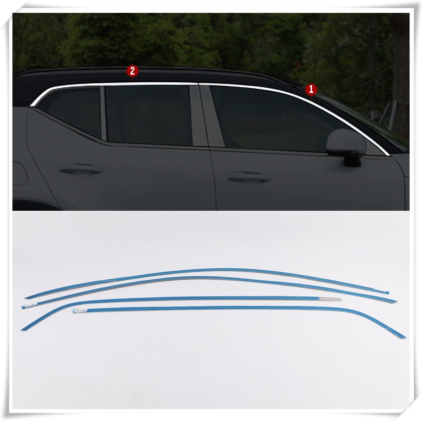 Voor Volvo XC40 Roestvrij Staal Bovenste of Bodem Vensterbank Versieringen Molding Decoratie Strips Cover 4 stuks auto Styling