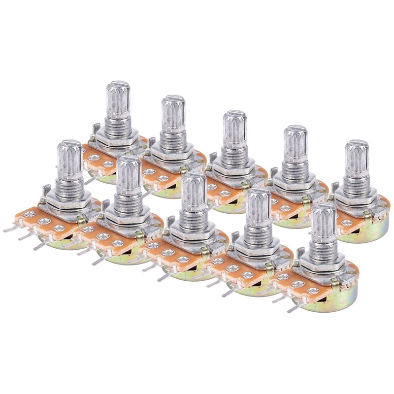 10 pièces 5K ohm 6mm arbre moleté fendu potentiomètre rotatif linéaire unique