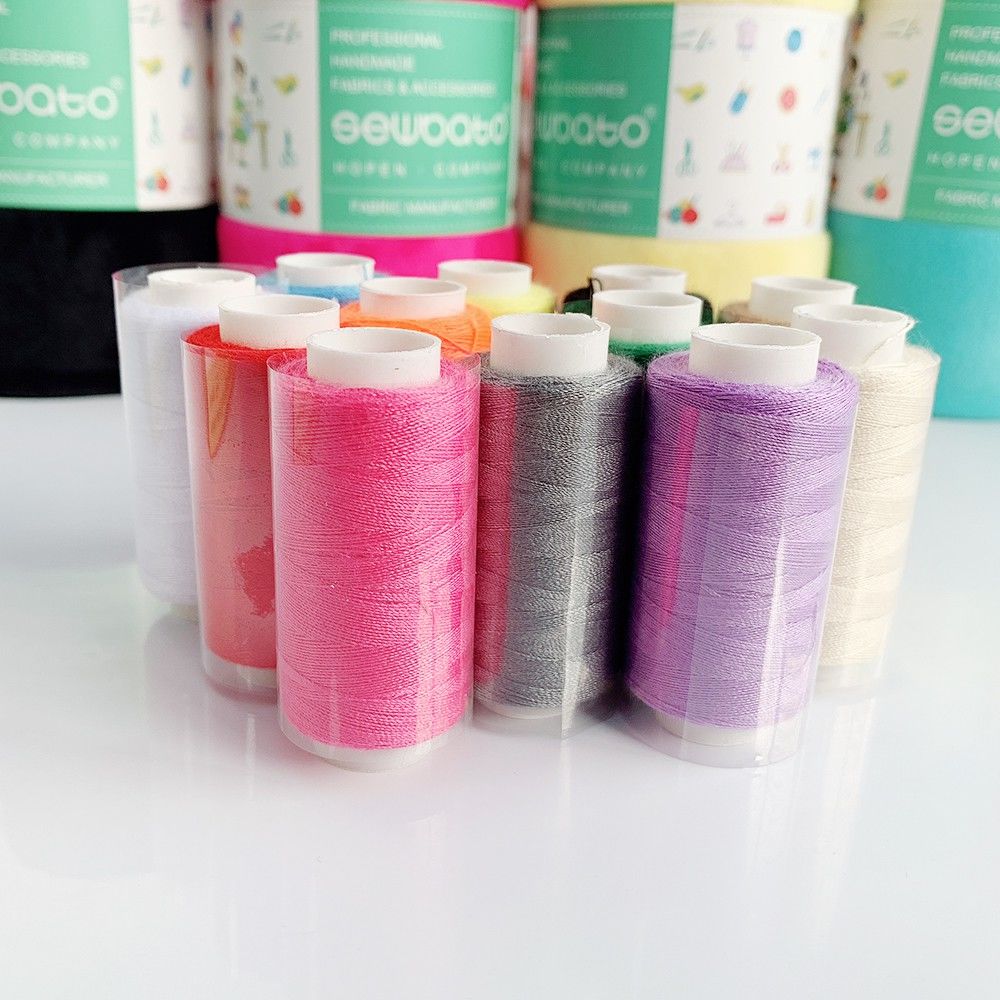 12 Colors Mixed 100% Cotton Yarn Sewing Thread Roll Machine Hand Embroidery 300 Meters/roll For Home Sewing Kit