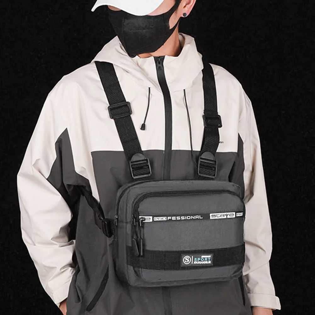 Männer Molle Brusttasche Anti-Diebstahl Oxford Molle Schulter Weste Taschen verstellbar sicher multifunktional leicht für draussen-Camping