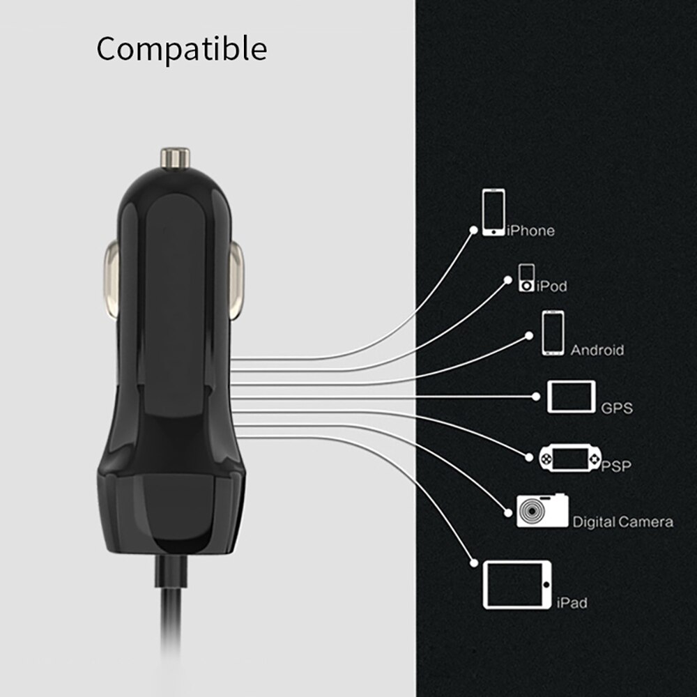 Unravel 12v-24v usb biloplader telefonoplader bil micro usb type c belysning med blåt led lys dobbelt output metoder
