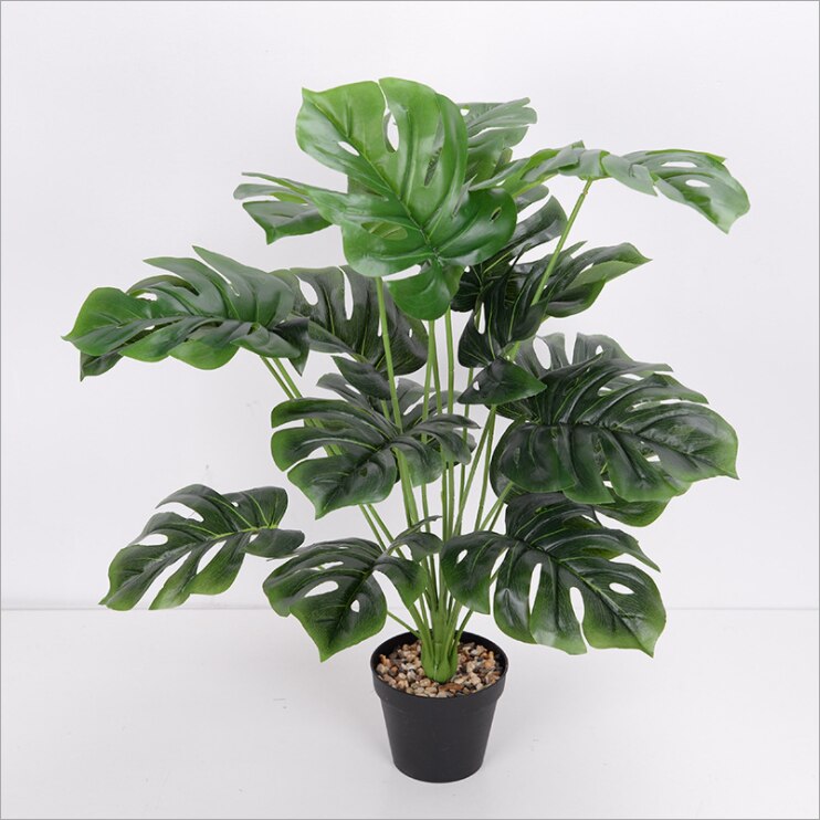 70cm Artificial Plant 18 Large Turtle Back Leaves Home Living Room Restaurant Office Hotel Decoration Garden Decoration: green edge no pot