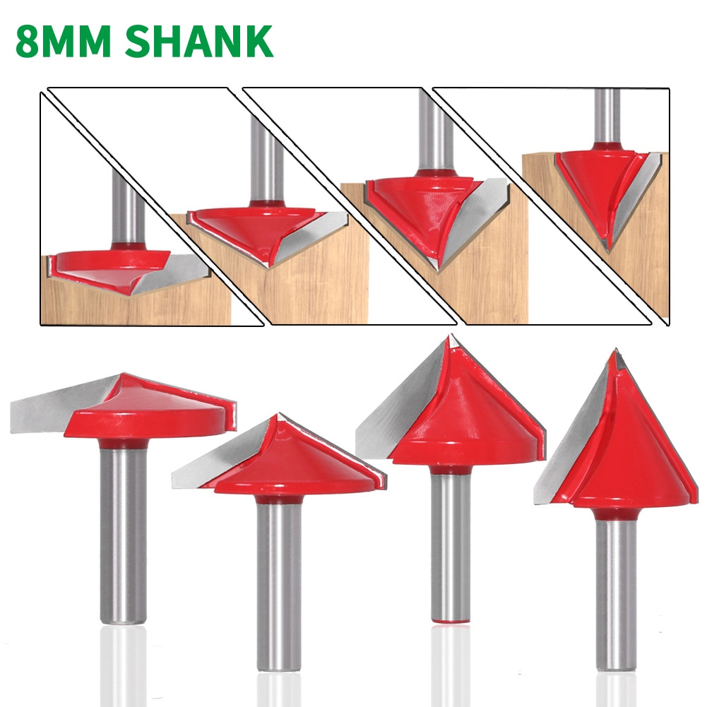 1Pc 8Mm Schacht Frees Houtsnijwerk 60 90 120 150 Graden Tungsten Houtbewerking Frees 3D Router bits Voor Hout V Bit