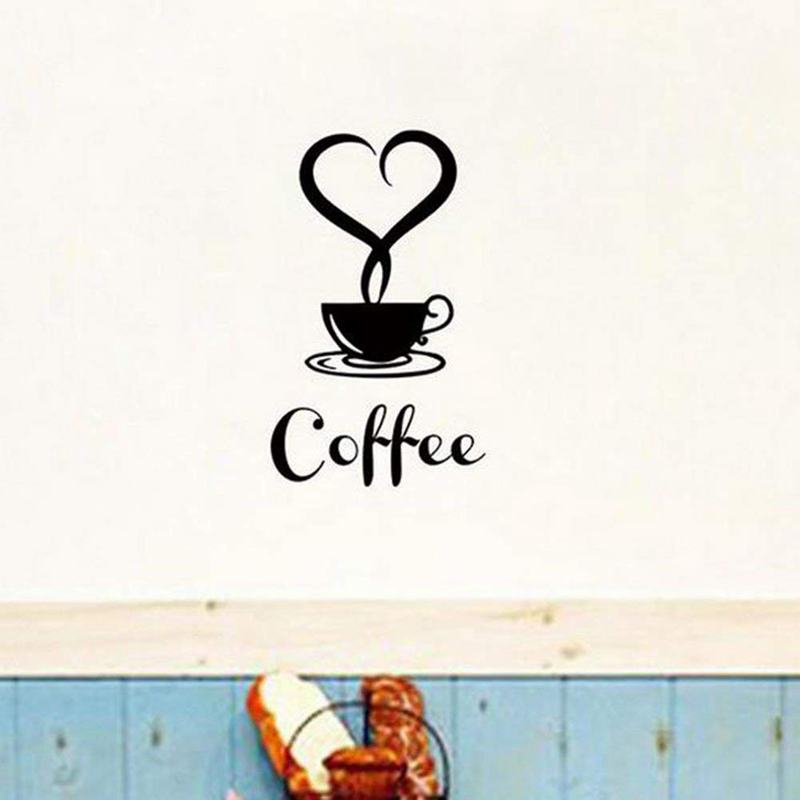 1 x Cafe Cup Stickers / Coffee cup Kitchen Art Wall Stickers for Home Decoration Removable Wall Stickers (B)