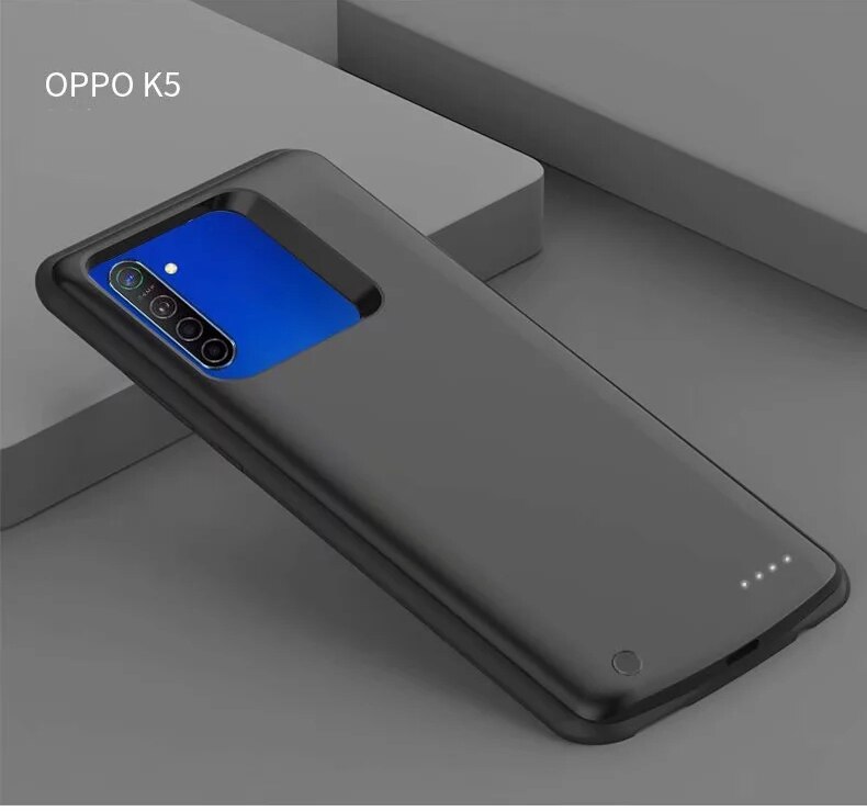 Per Realme X2 Batteria Caso del Caricatore Sottile banca di Alimentazione di Backup Della Copertura Posteriore Per OPPO K5 Realme Q antiurto clip Posteriore cassa di batteria di Capacità: OPPO K5 Black