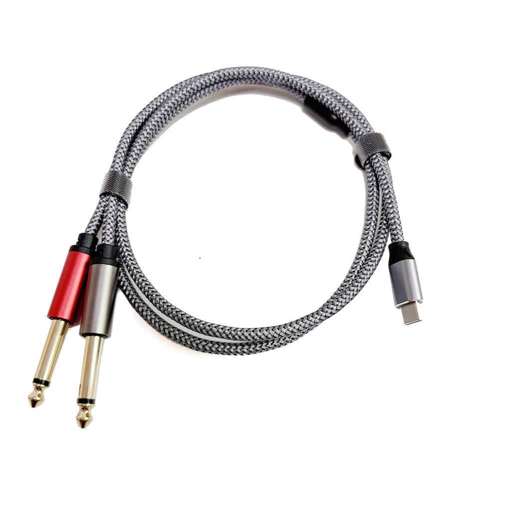 1/2/3/5m USB C to Dual 6.35 mm 1/4 inch TRS cable , Type C to 1/4 audio adapter auxiliary jack stereo cable