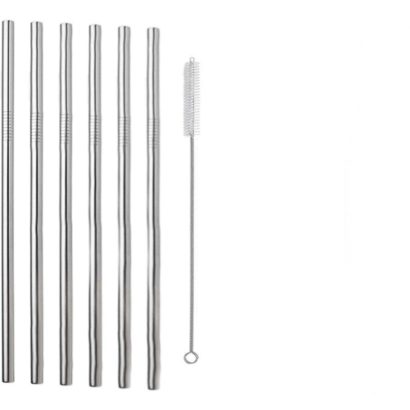 Pajita reutilizable de Metal para beber, juego de pajitas de acero inoxidable 304 con cepillo, Bar, cóctel, vasos, 6 piezas